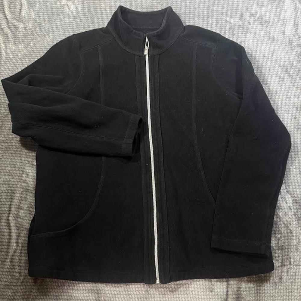 Tommy Bahama Mens XL Black Full Zip Mock Neck Cotton Track Jacket Pocketed